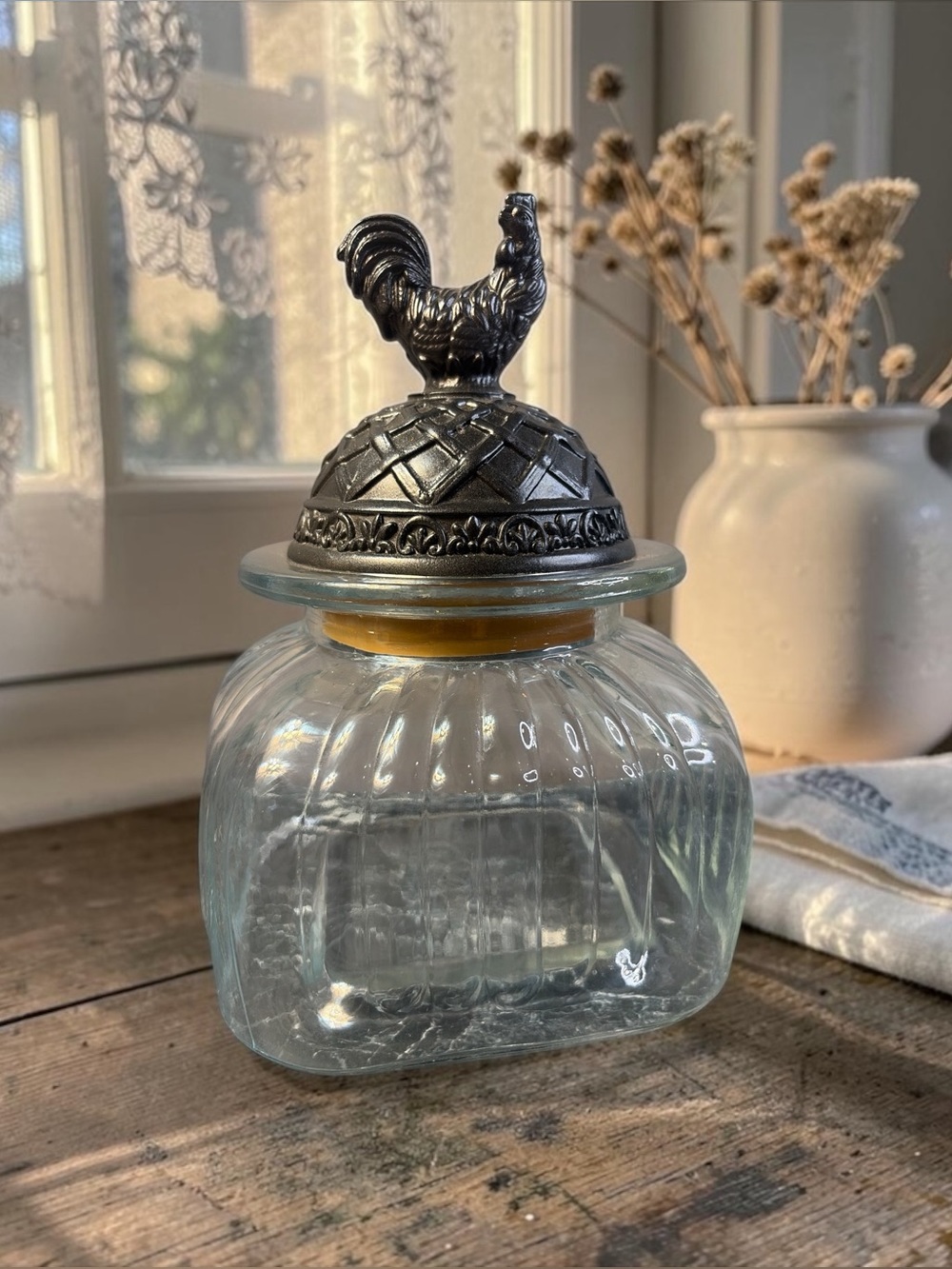 ARTLAND ROOSTER LID GLASS KITCHEN CANISTER LPARTLAND ROOSTER LID GLASS KITCHEN